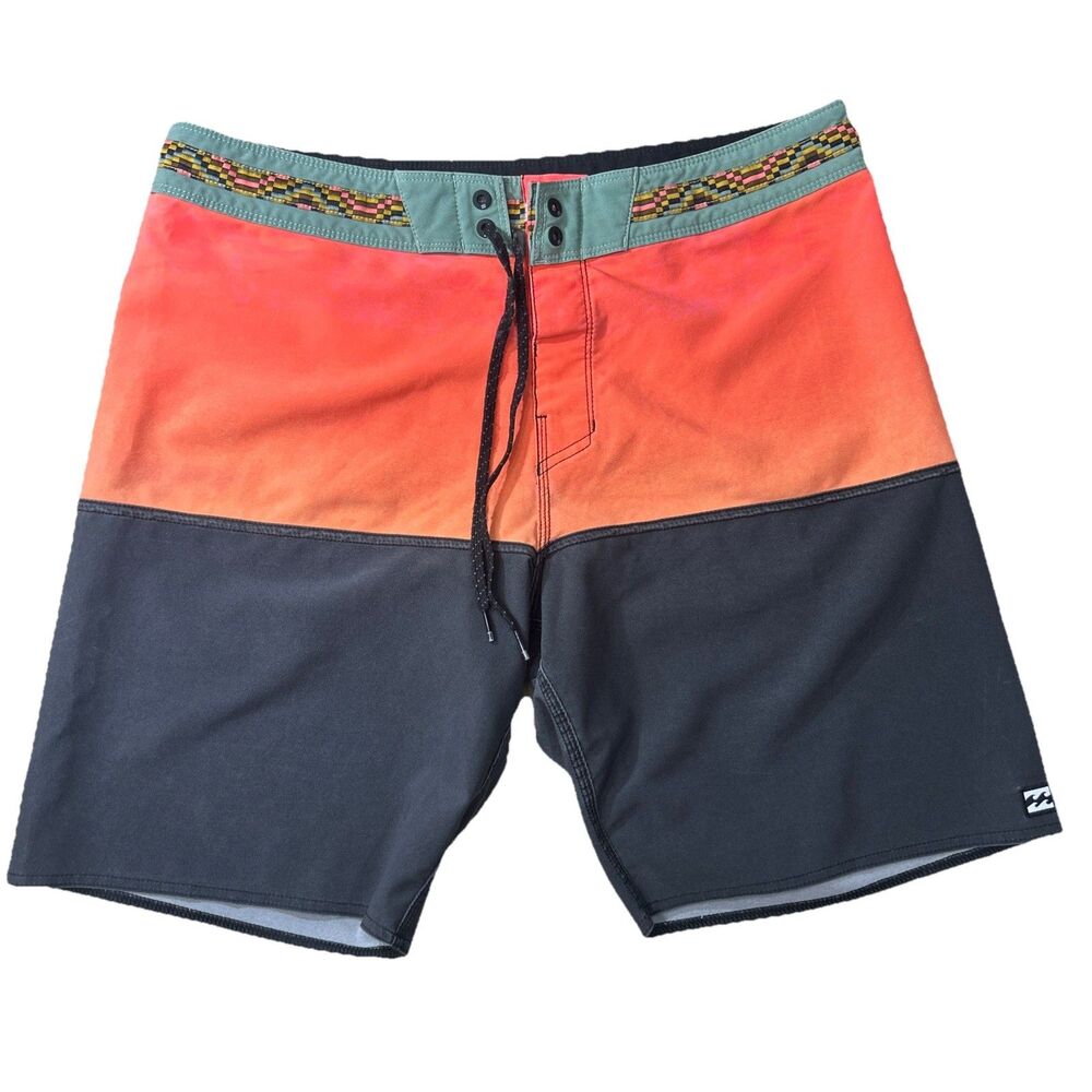 Billabong Board Shorts Mens 34 Orange Swim Trunks Beach Resort Vacation Pool